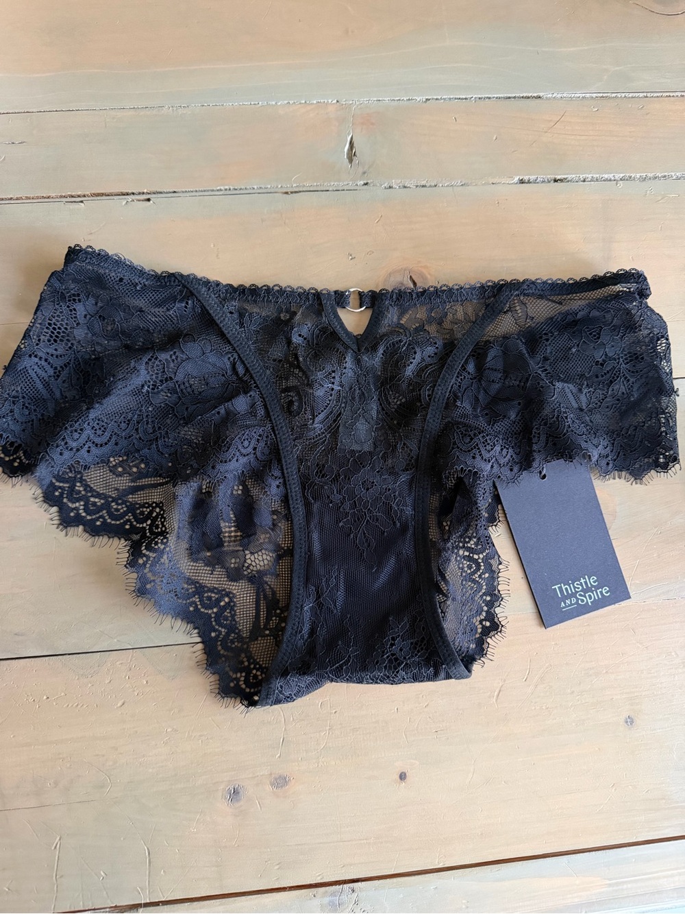 NWT Thistle and Spire Black Lace Daphne Shorties Hipster Brief